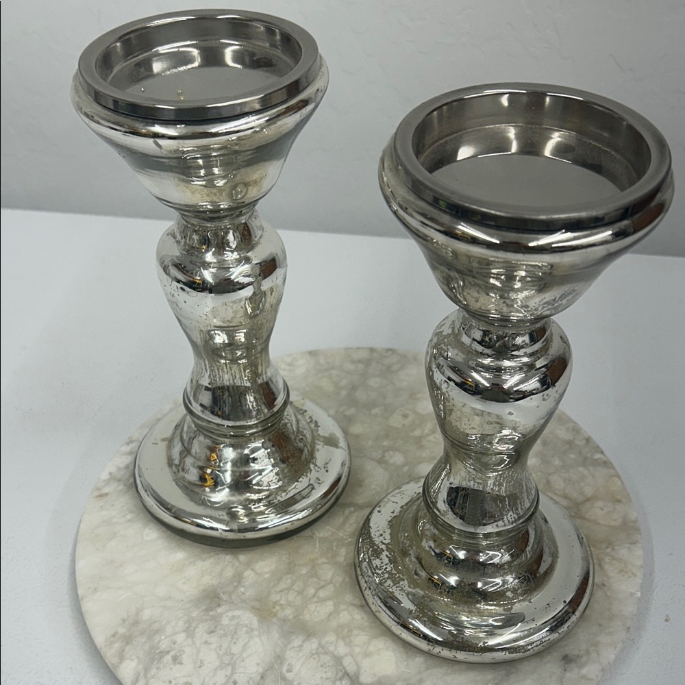 Elegant Antique Mercury Pillar Holder 9 inch medium (2)
